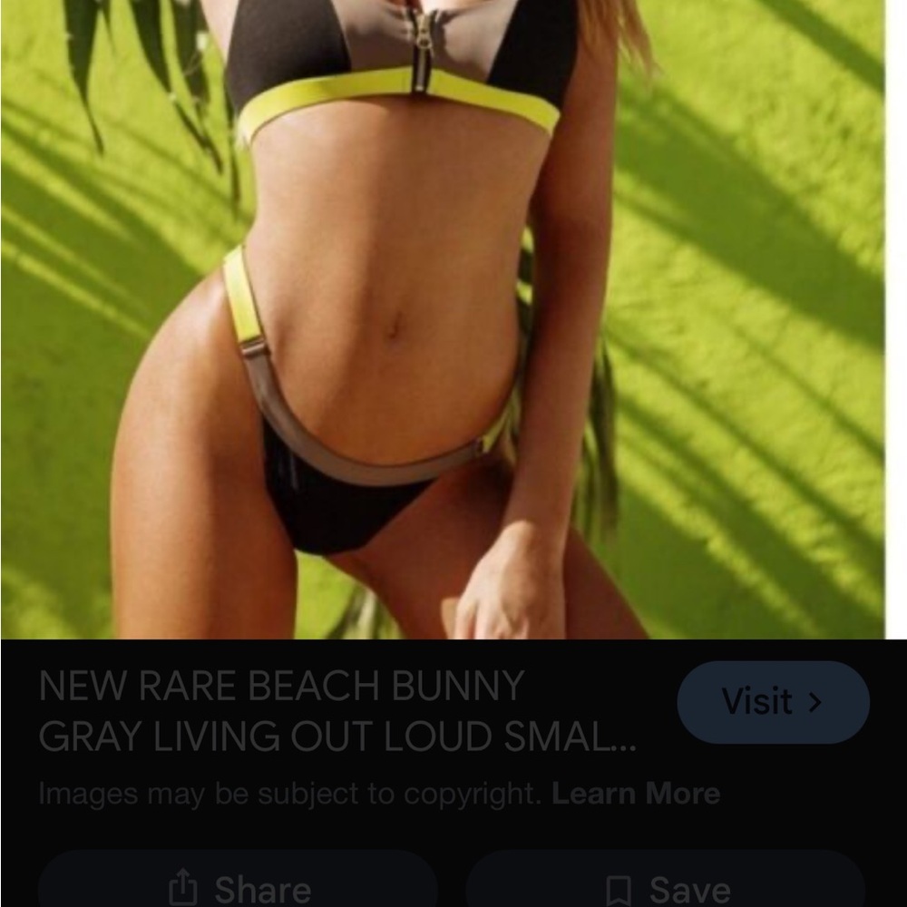 Beach bunny Bllt endless summer xxl top w zipper. NWT black lime green and olive - Picture 3 of 7